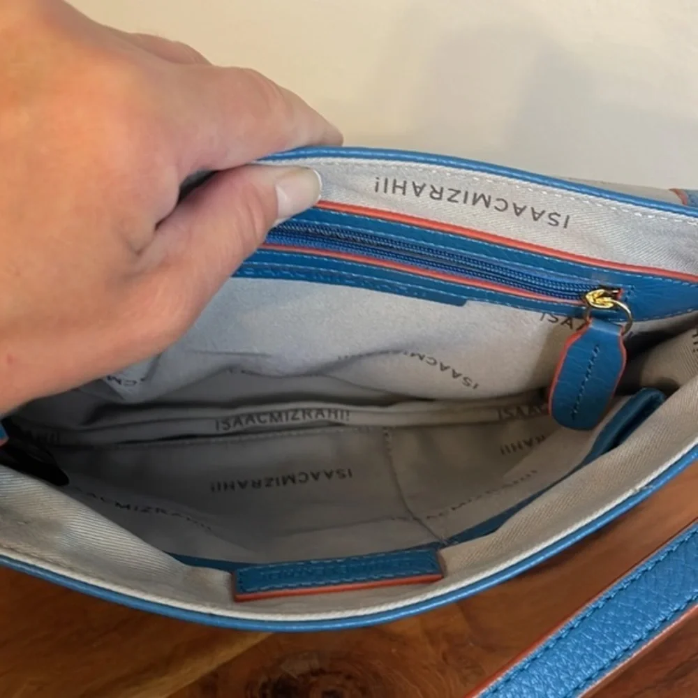 Isaac Mizrahi Live! | Blue‎ Whitney Pebble Leather Crossbody Bag